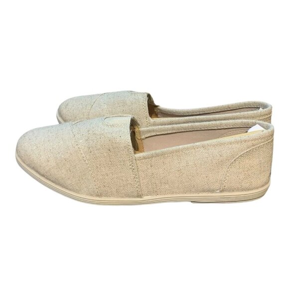 Soda Canvas Slip-On Flats Shoes Beige OBJI Linen Womens Size 7.5 - Picture 3 of 5